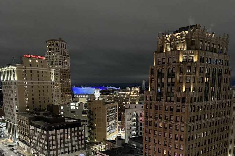 Downtown Detroit skyline at night