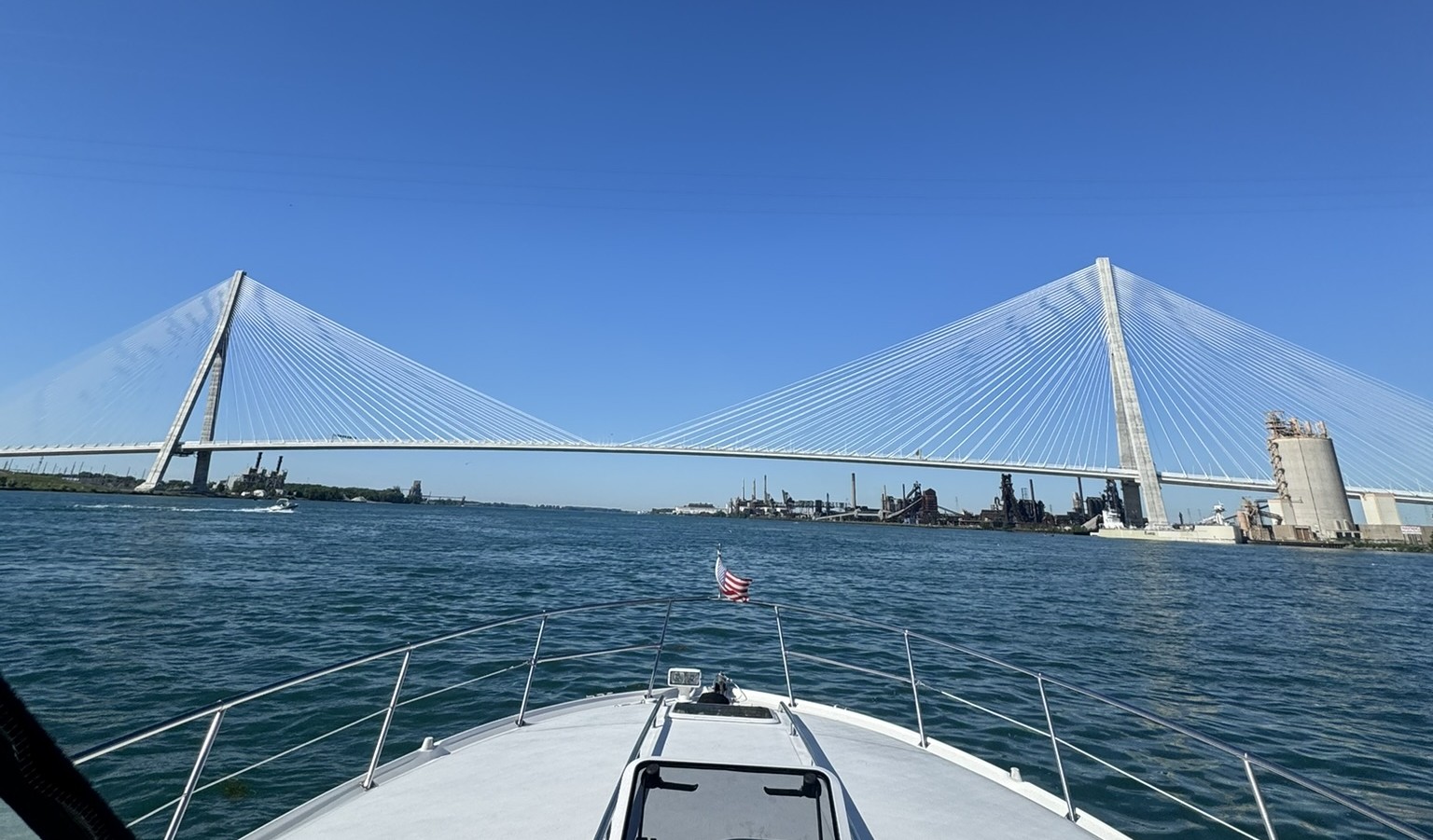 The Gordie Howe International Bridge over the Detroit River